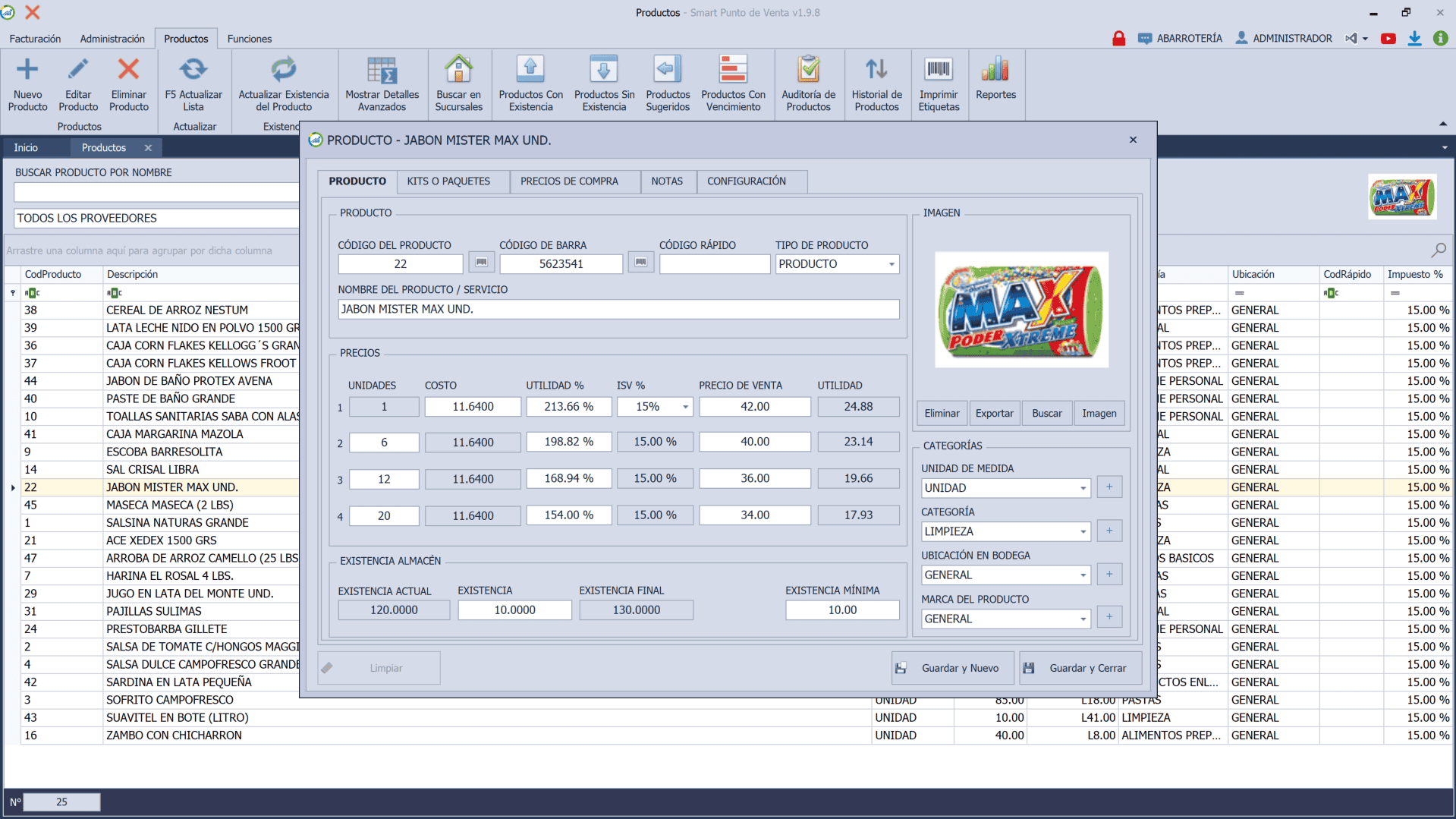 Gestión de productos en Smart Punto de Venta